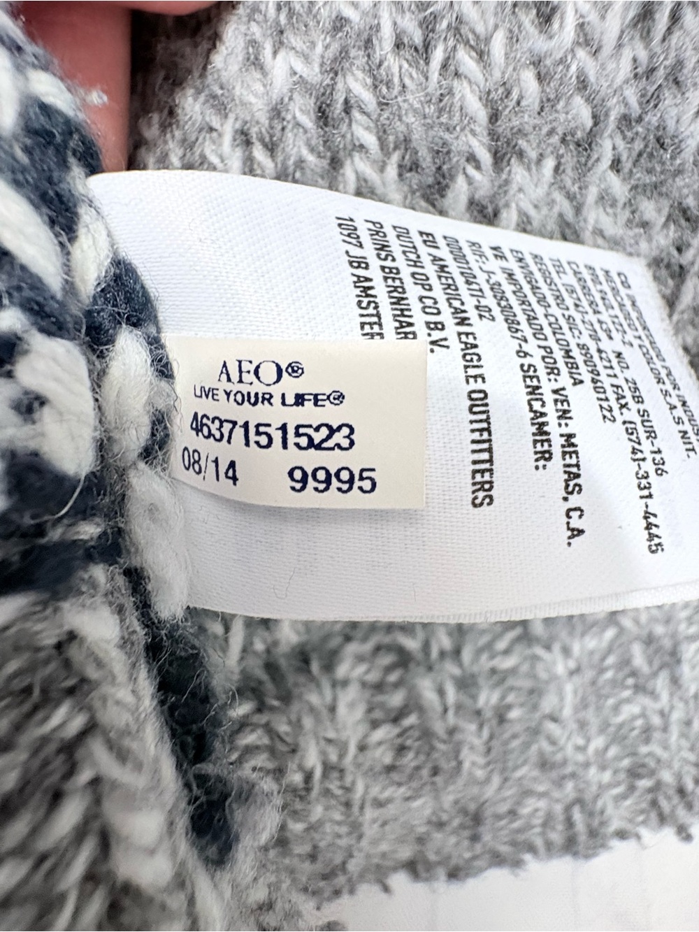 American Eagle Outfitters Nordic Knit Cardigan Y2K Gray Wool Sweater Sz S - Picture 8 of 12